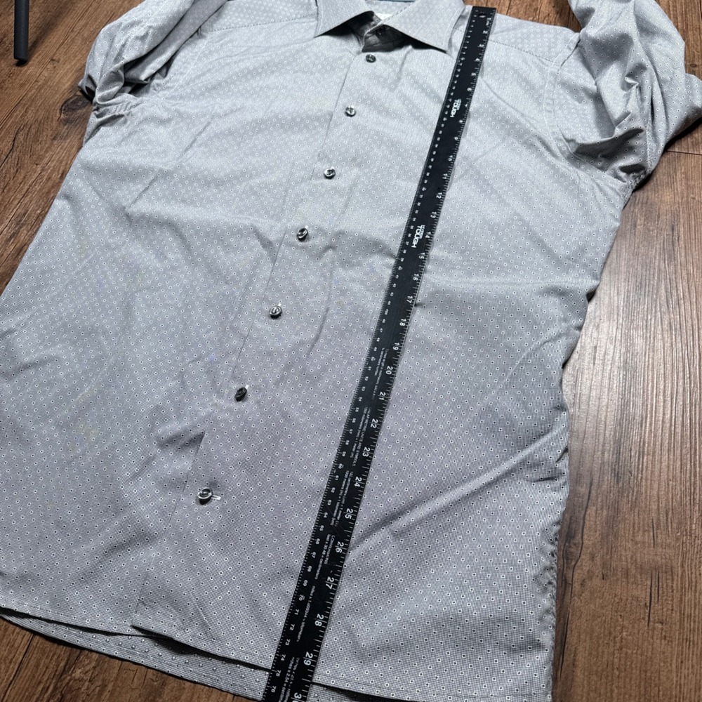 Eton Dress Shirt Mens 16 41 Gray Contemporary Fit Geometric Micro Print Poplin - Picture 5 of 9